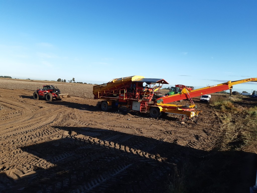 Spinnekop Combine Приемный бункер с очистителем, инспекционным конвейером и подъемником