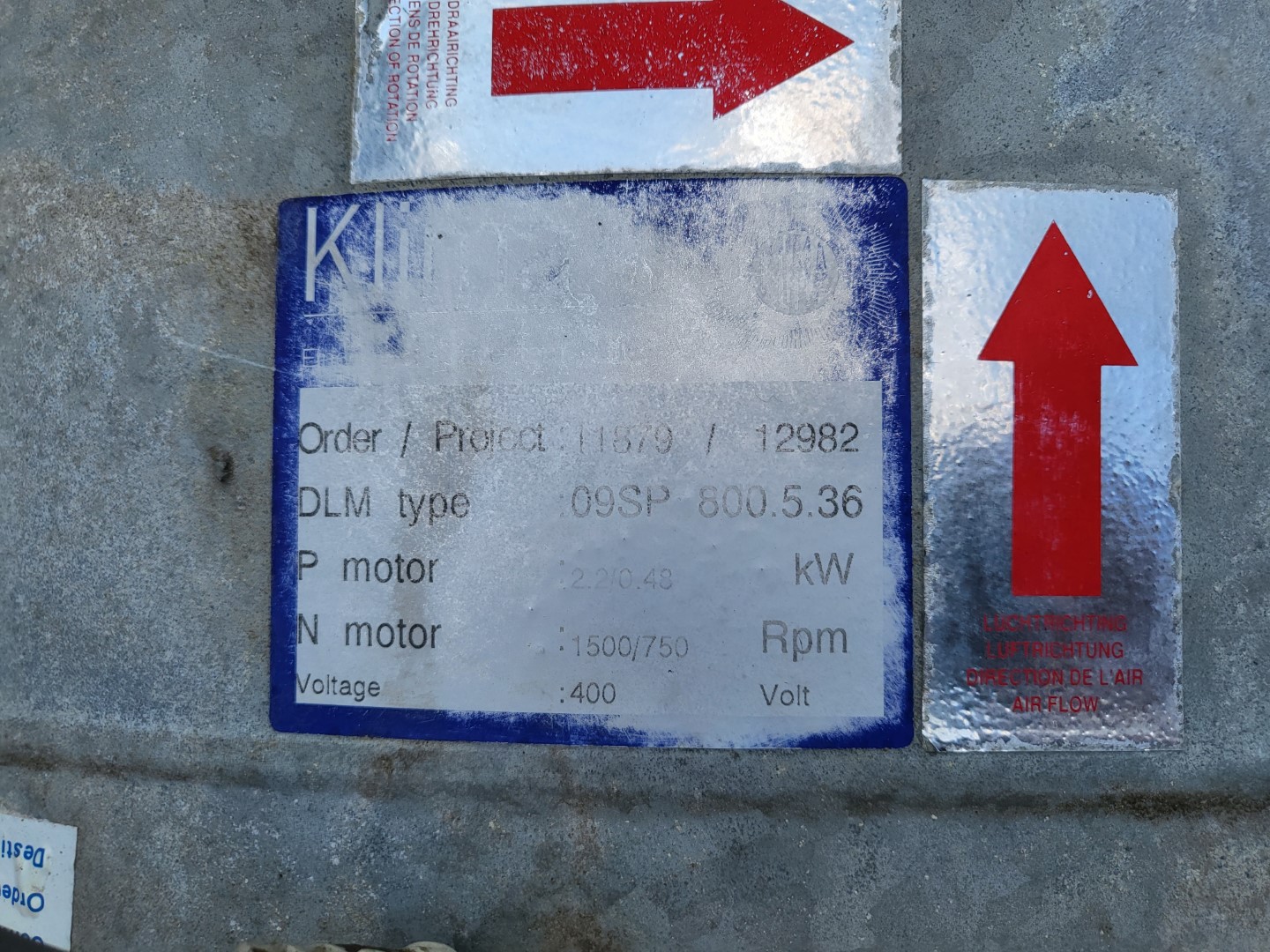 Вентилятор Klima DLM09SP, 2,2 кВт, 100 см