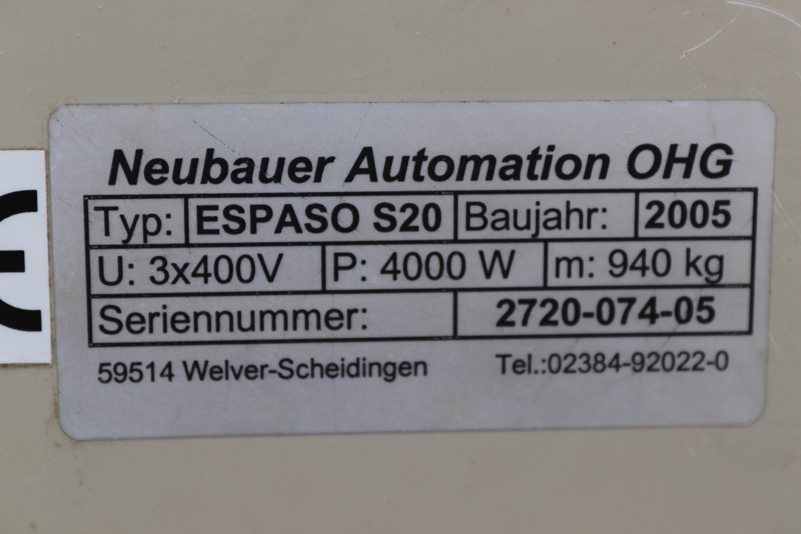 ������-������������� ����� ��� ������ Neubauer Automation Espaso S20