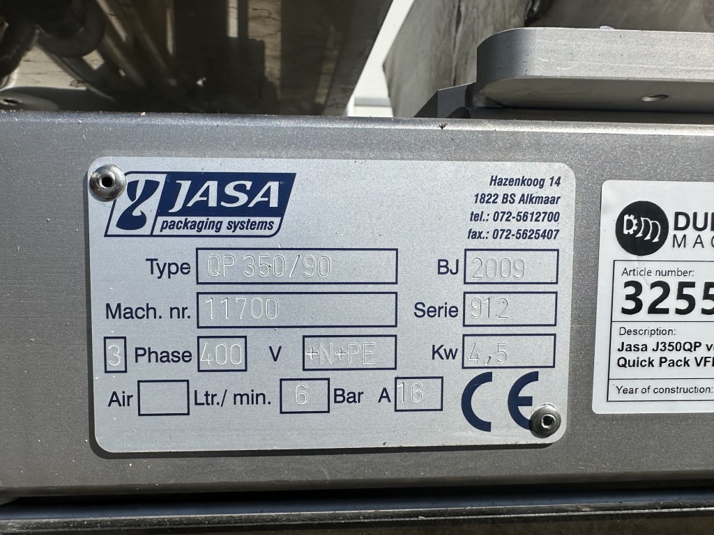 Jasa J350QP Вертикальная упаковочная машина Form-Fill-Seal (VFFS) 2009 г.