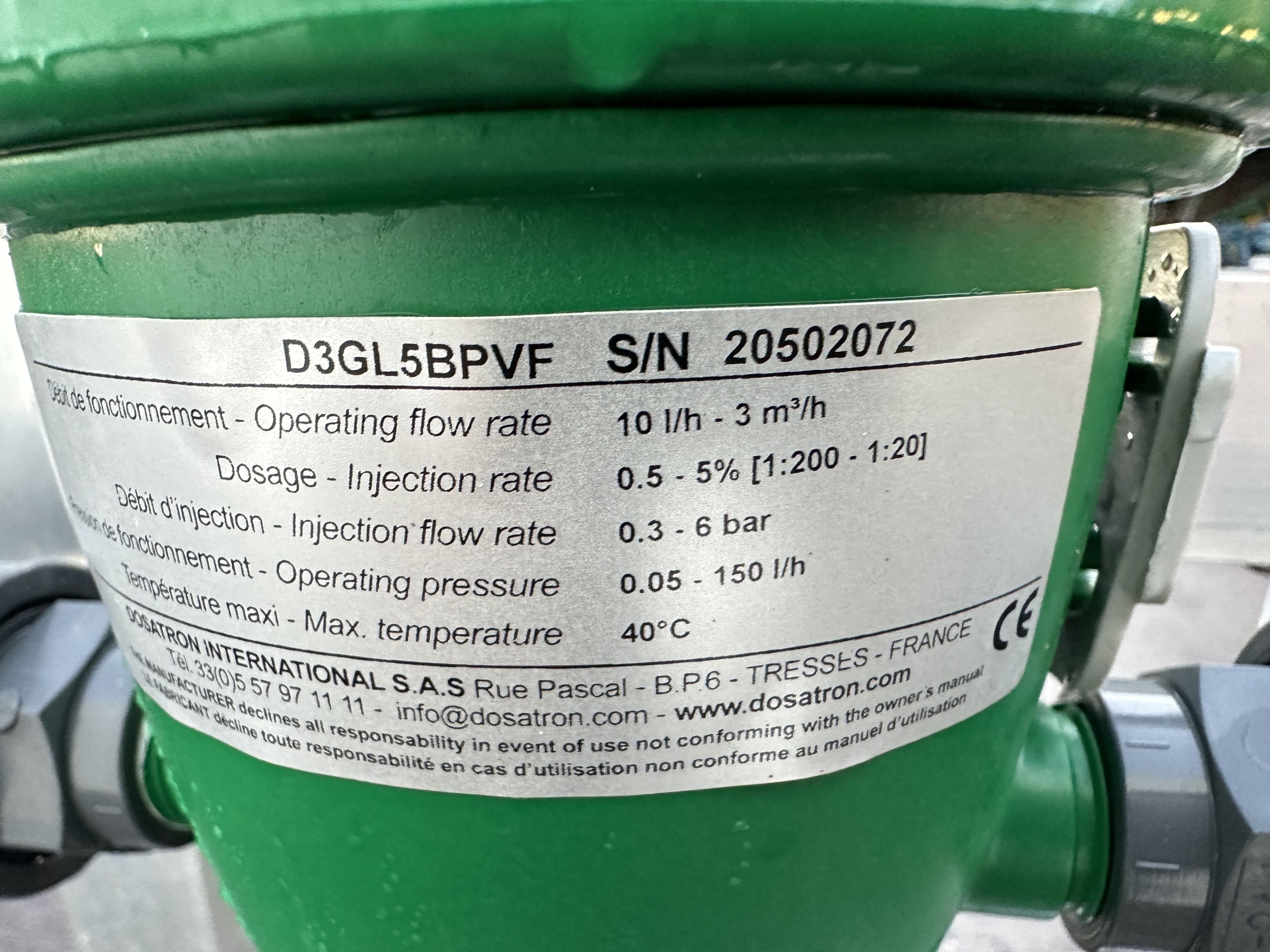 Dosatron D3GL2VF � ����������� EC �� ��������� �������