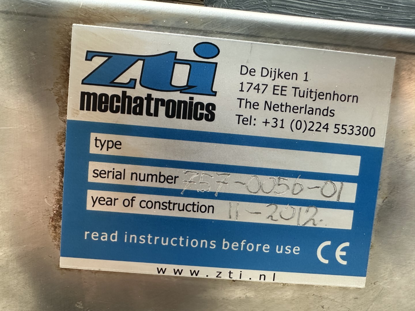 ZTI mechatronics конвейер нержавеющая сталь 1130 x 70 см