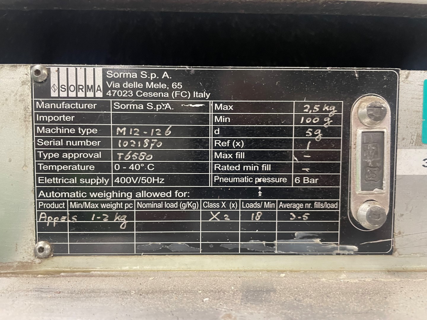 Комбинированная весовая машина Sorma M12-126 с упаковщиком BFC132 для фруктов