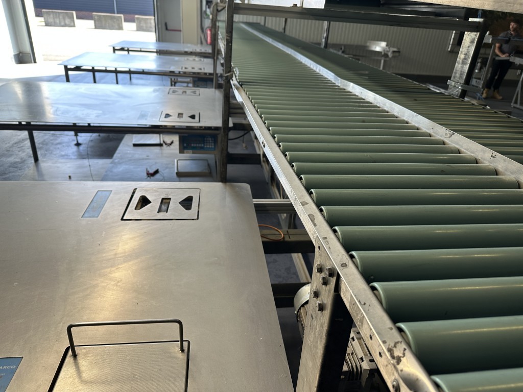 Martin Stolze Combi conveyor Производственная и упаковочная линия с 8 рабочими столами Marco с весами