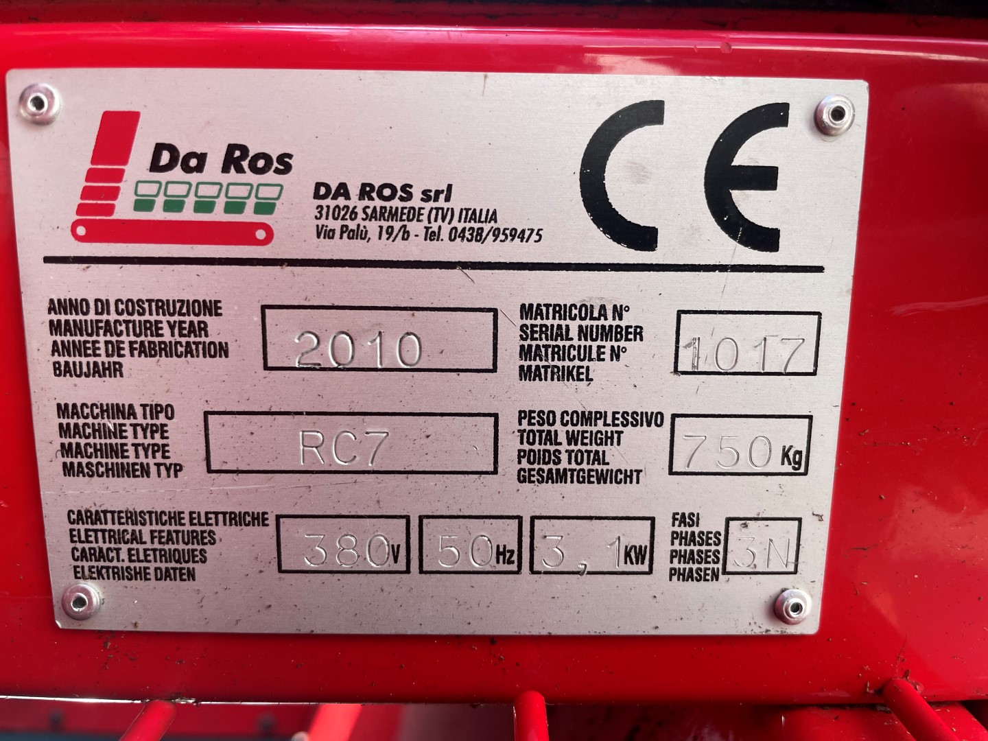 Машина для заполнения лотков Da Ros RC7