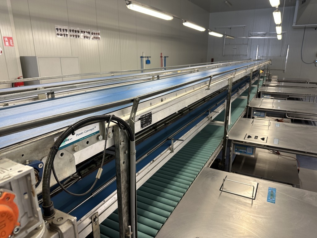 Martin Stolze combi conveyor Производственная и упаковочная линия с 11 рабочими столами Marco с весами