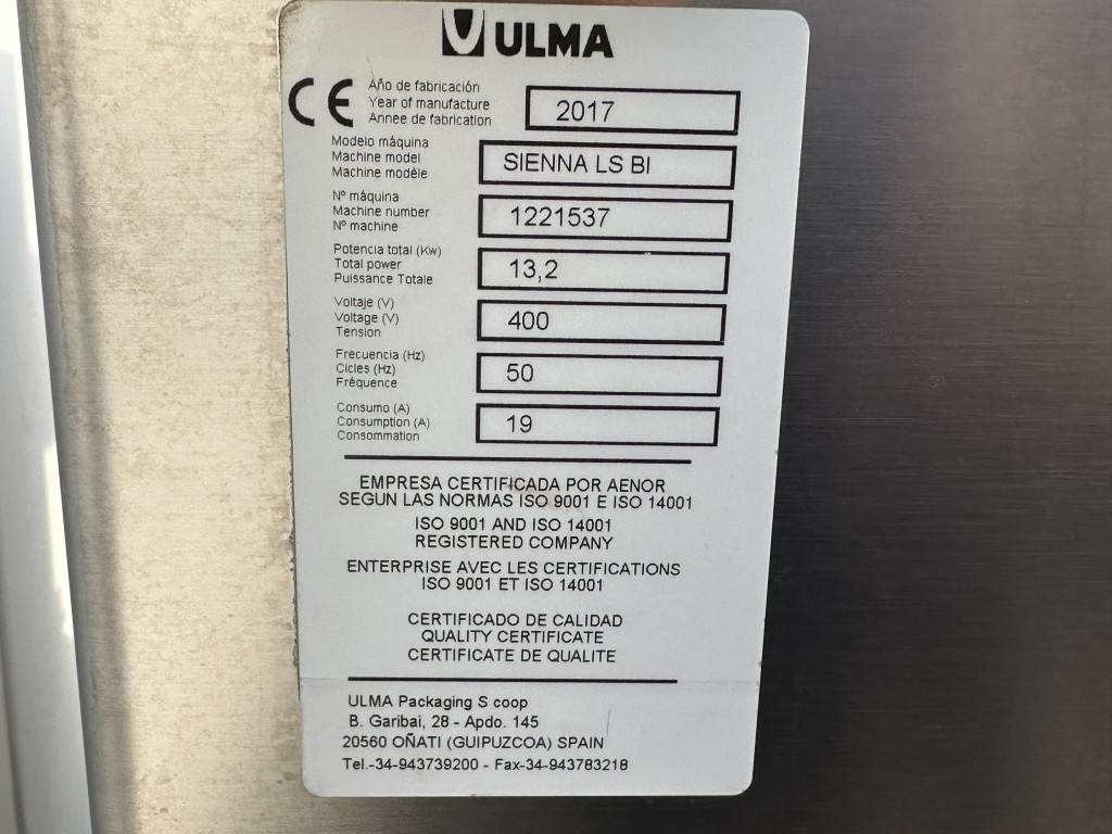 Ulma Sienna LS BI ����������� ������ ����-��� (Flow pack) � ����������