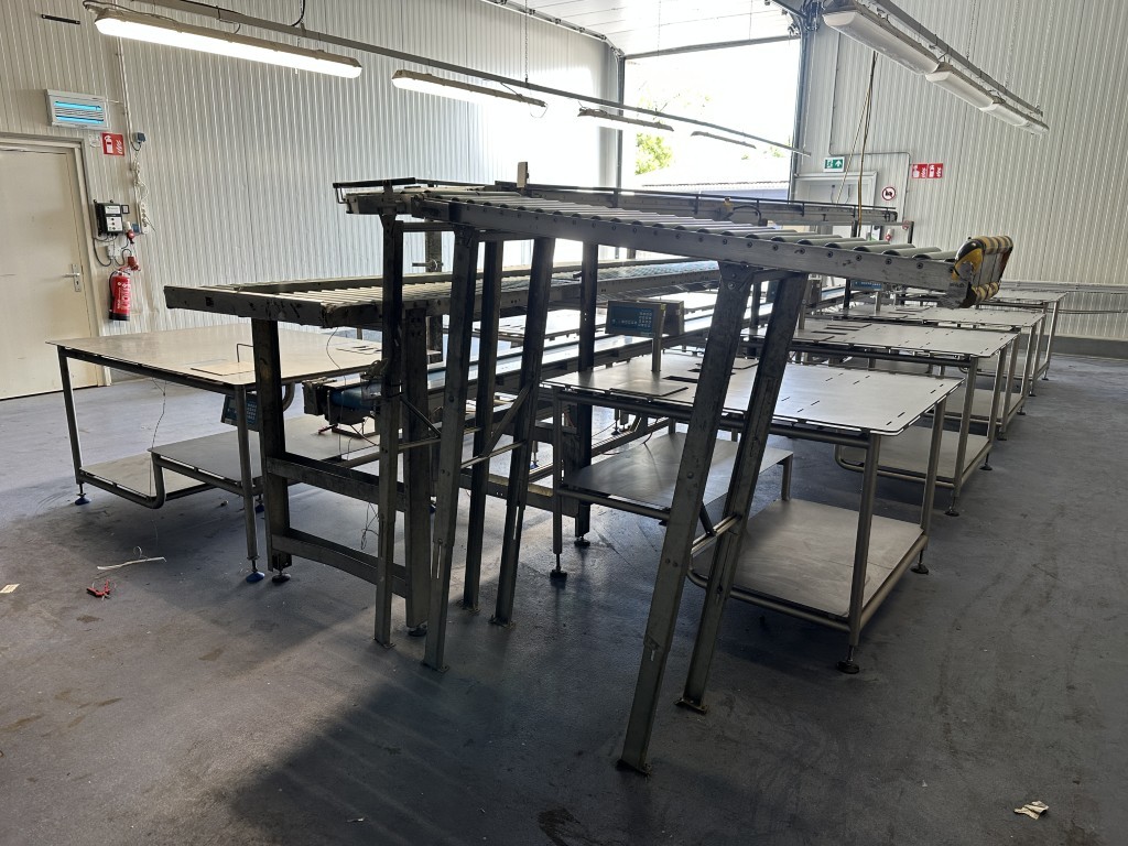 Martin Stolze Combi conveyor Производственная и упаковочная линия с 8 рабочими столами Marco с весами