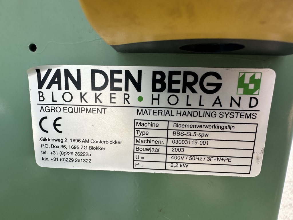 Van den Berg BBS-SL5-spw Оборудование для обработки цветочных культур с губками