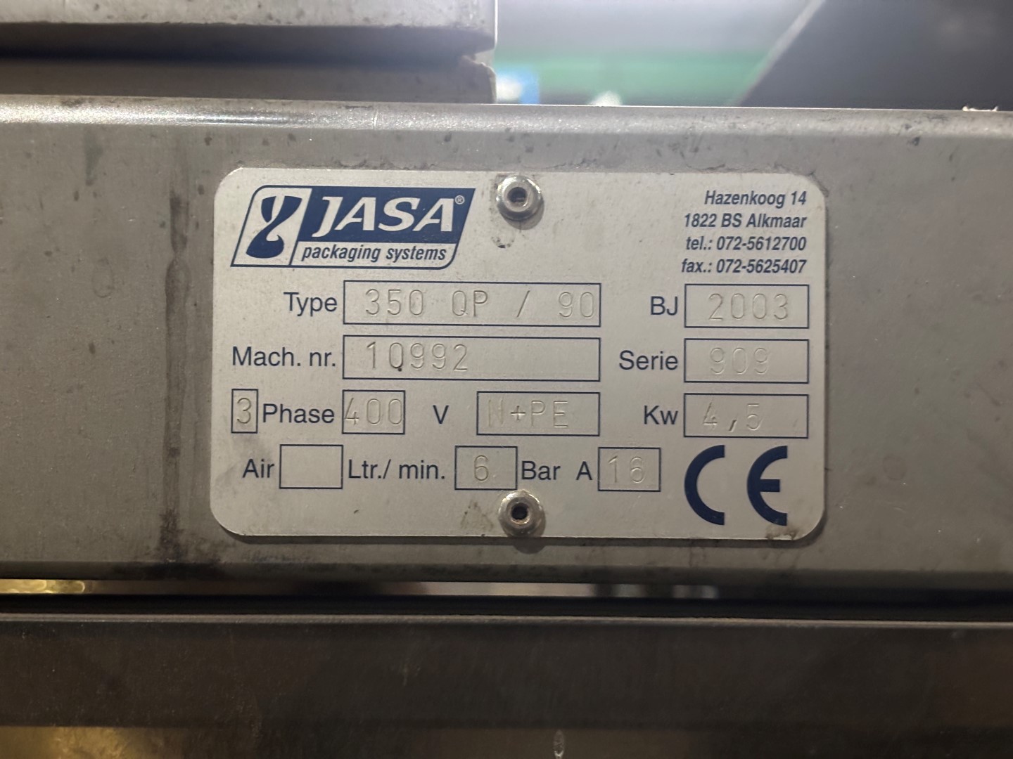 Jasa J350 QP Вертикальная упаковочная машина Form-Fill-Seal (VFFS) 2003 г.