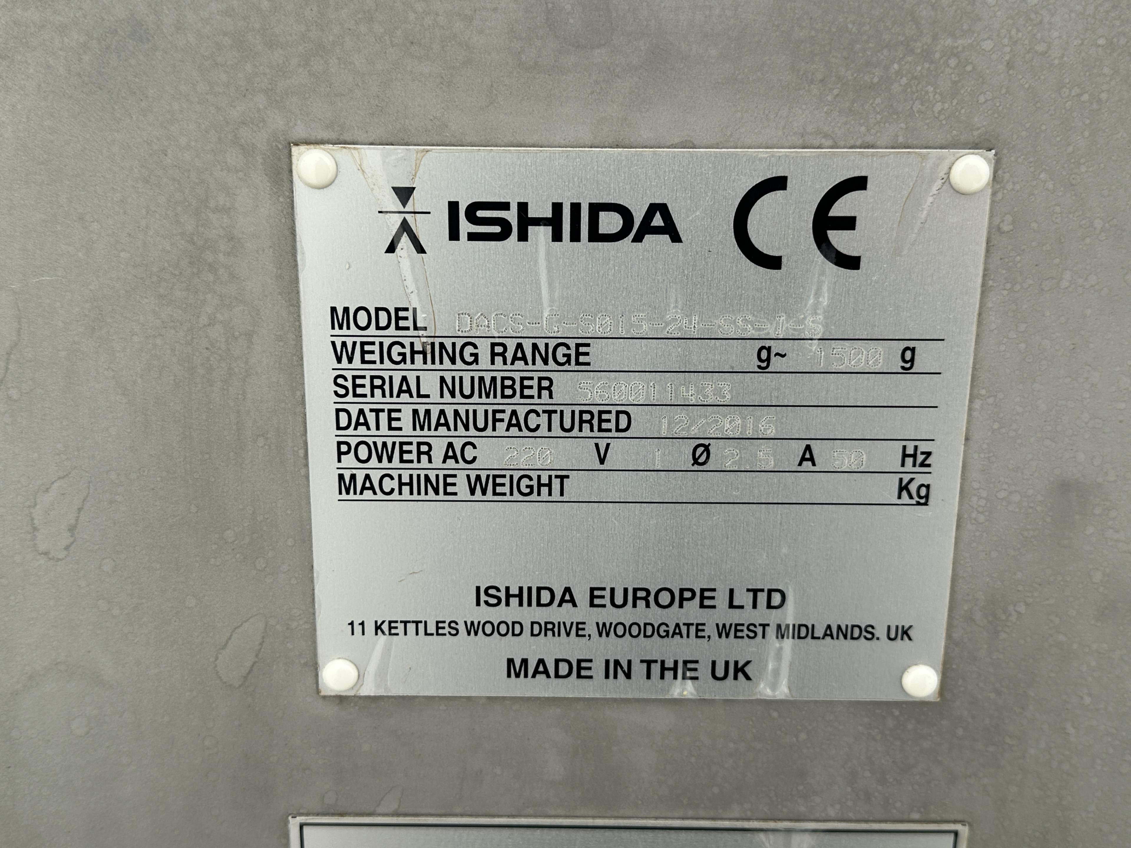 Ishida Dacs-G-SO15-24-SS-1-S Оборудование контрольного взвешивания с выпуском воздушной струи