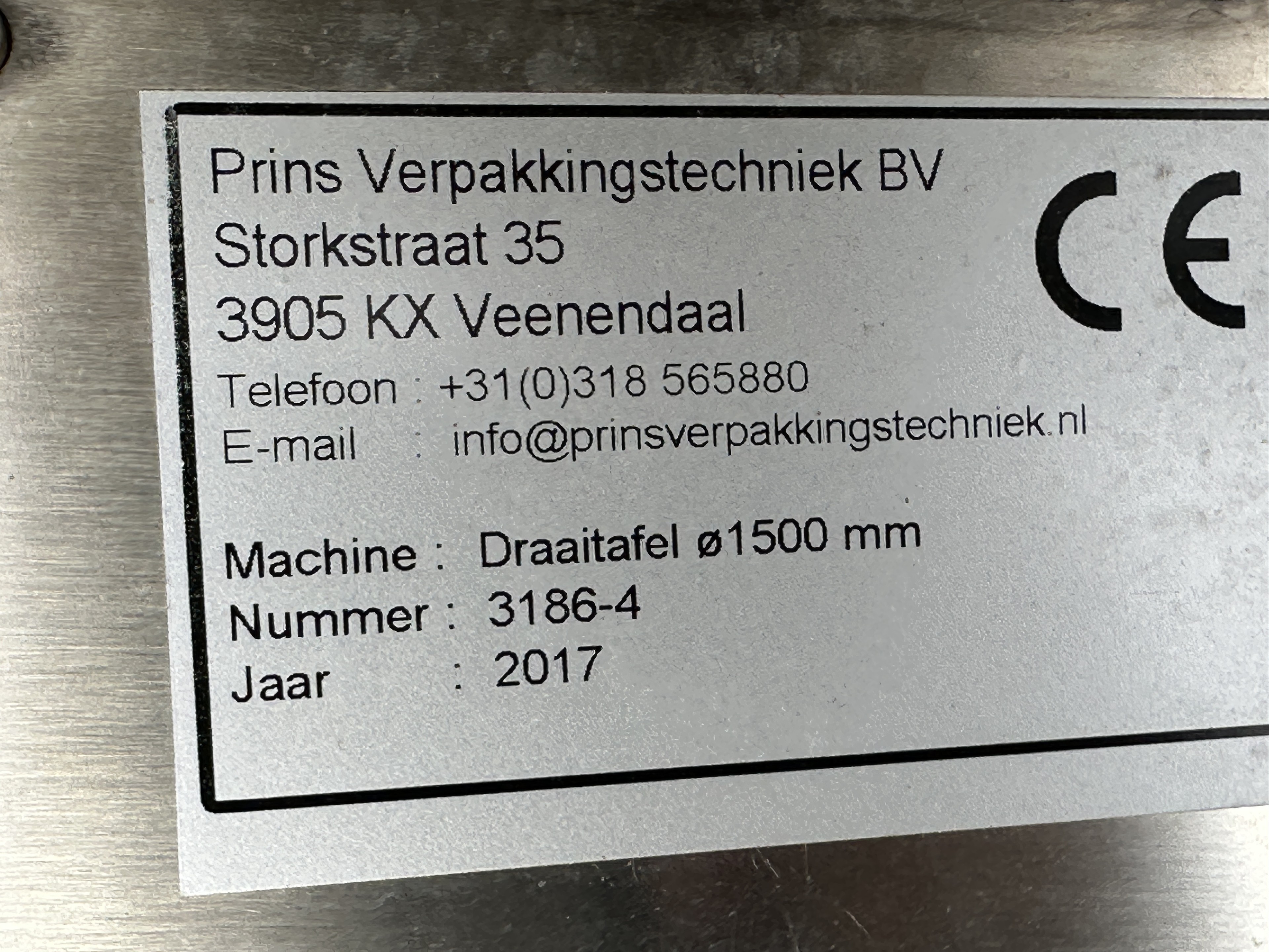 Prins Verpakkingstechniek 1500 mm Поворотные столы нержавеющая сталь