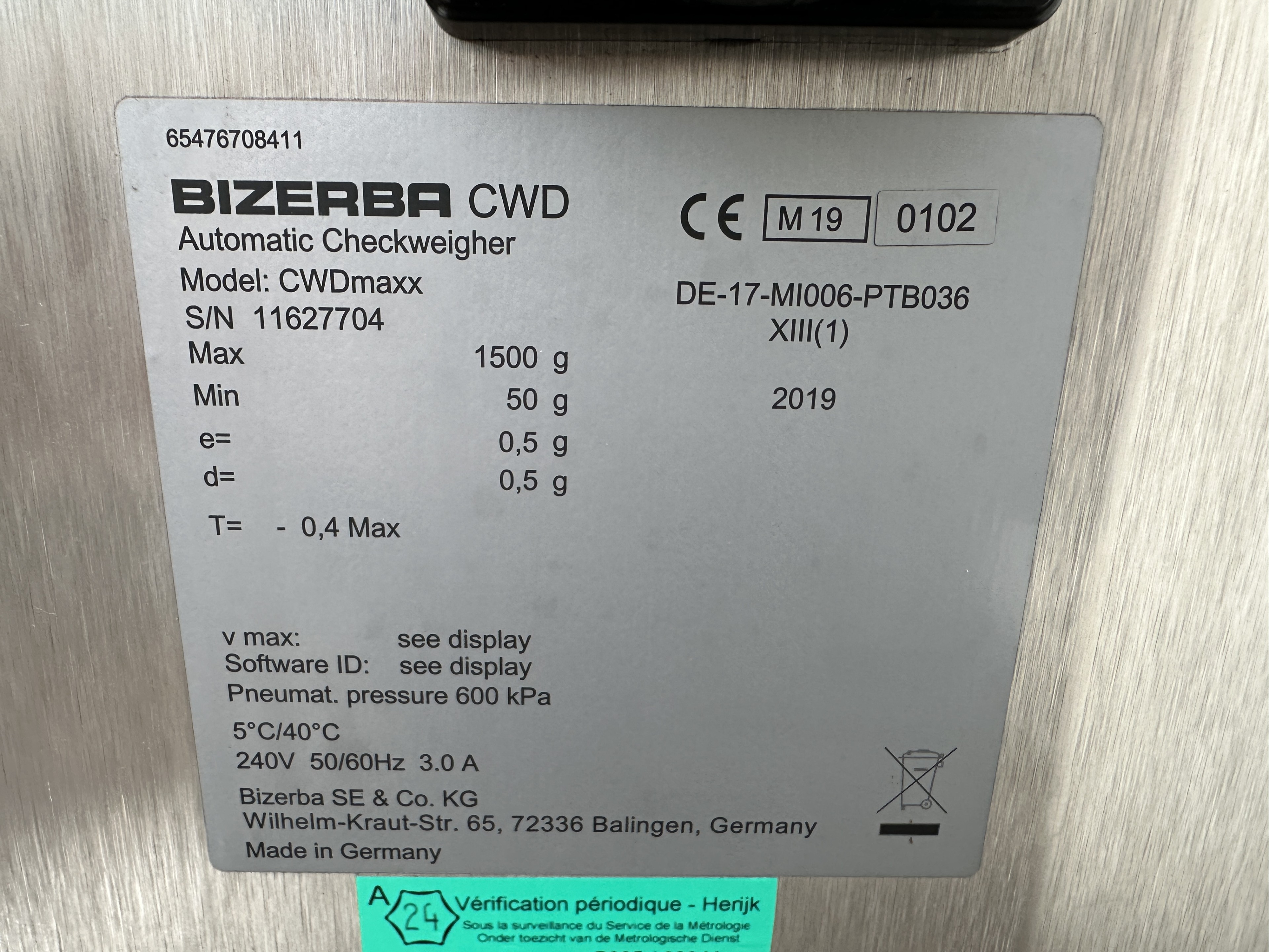 Bizerba CWDmaxx Оборудование контрольного взвешивания с толкателями