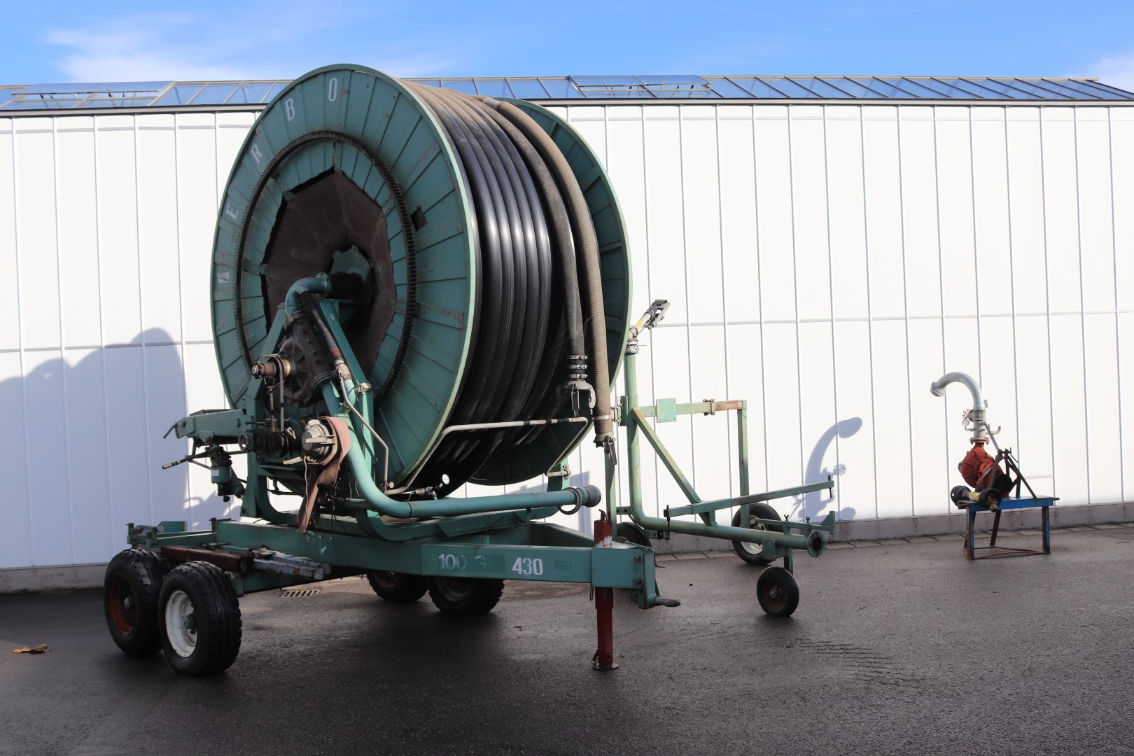 Ferbo irrigation hosereel 430 meter, 100 mm, with pump