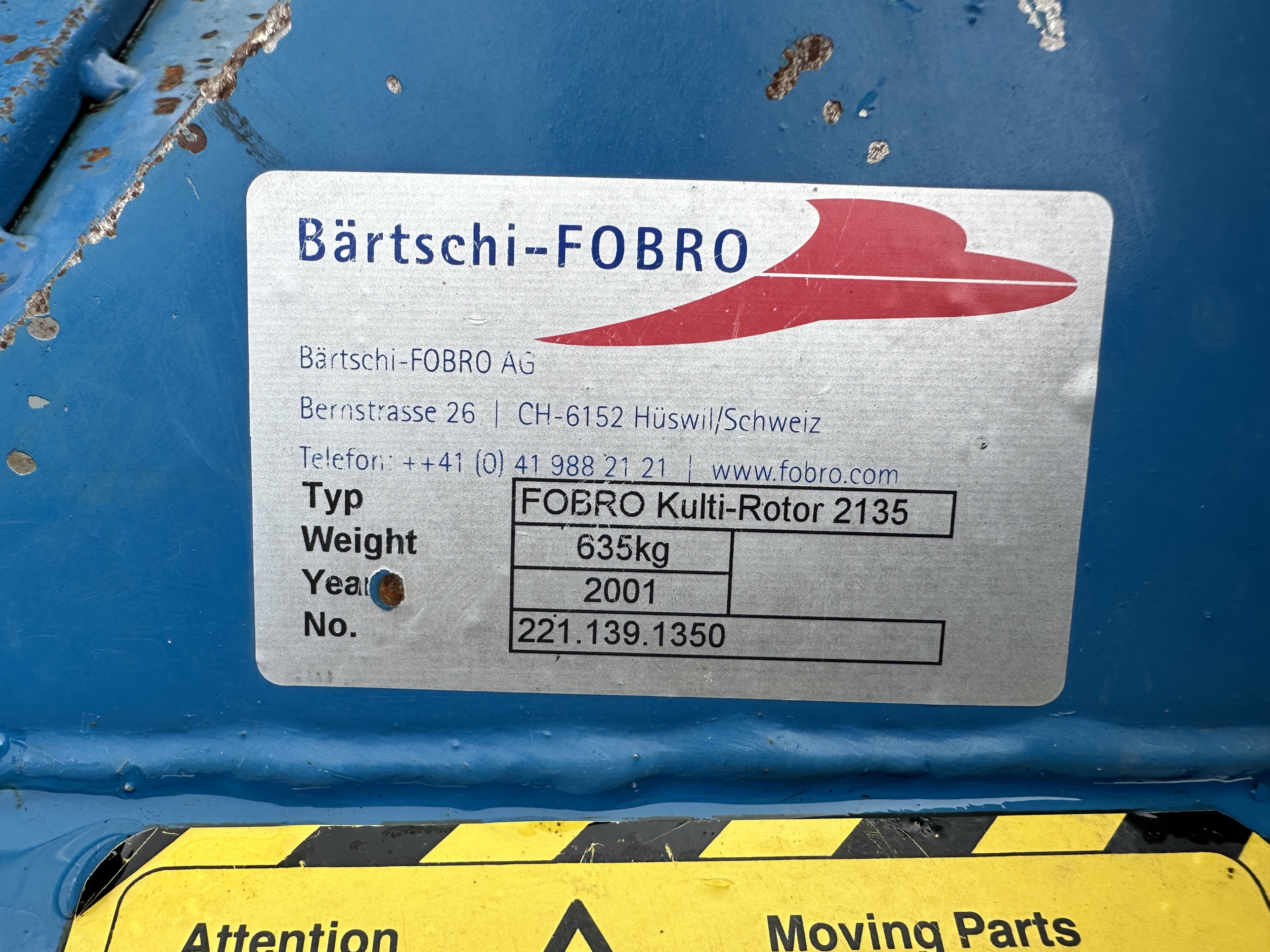 Грядильный станок Brtschi Fobro Kulti Rotor 135 см