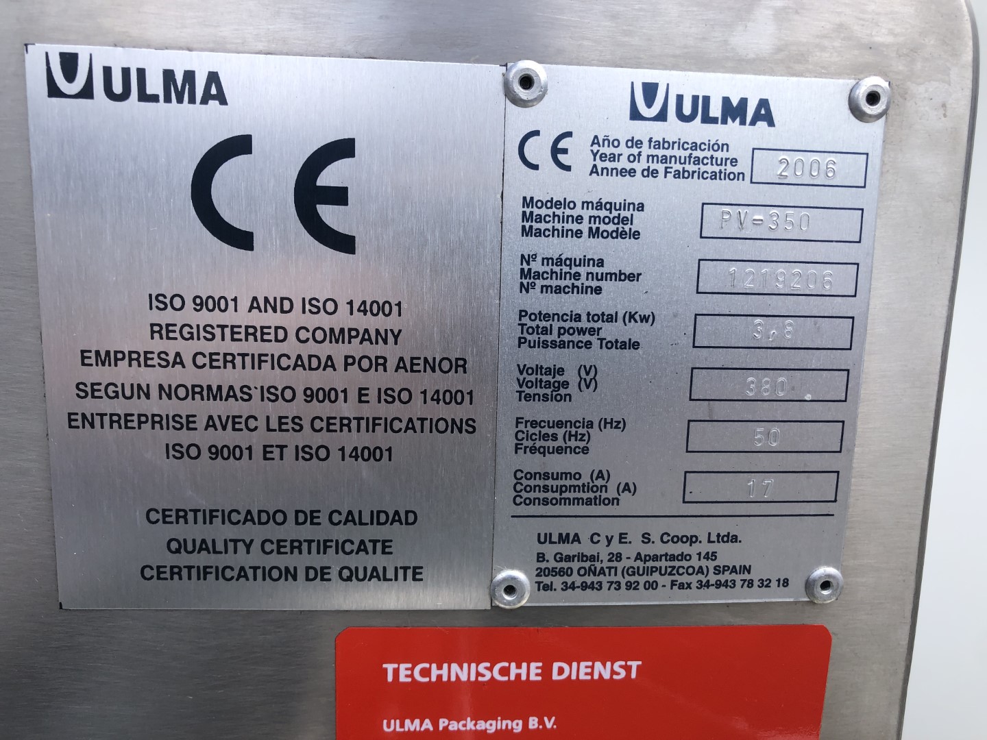 ����������� ������ Ulma PV-350 � �������������� ��������