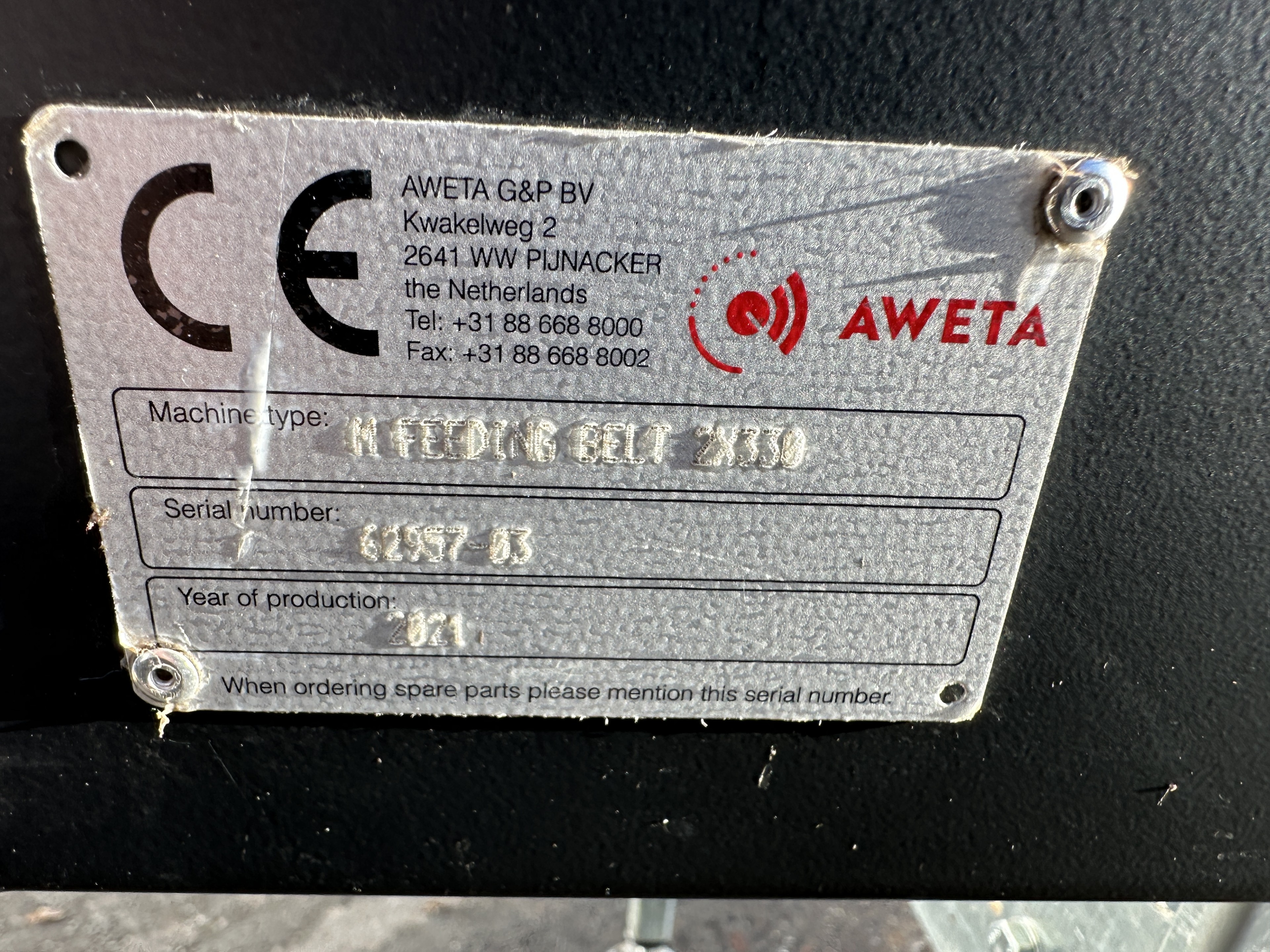 Aweta Feeding belt конвейер 2 полосы 33 см