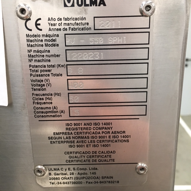 ����������� ������ Ulma PV550 � �������������� ��������