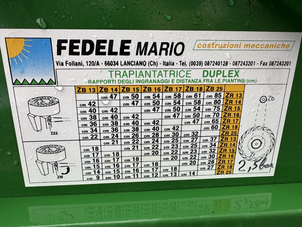 Fedele Duplex Посадочная машина 4 ряда с удобрением Gaspardo