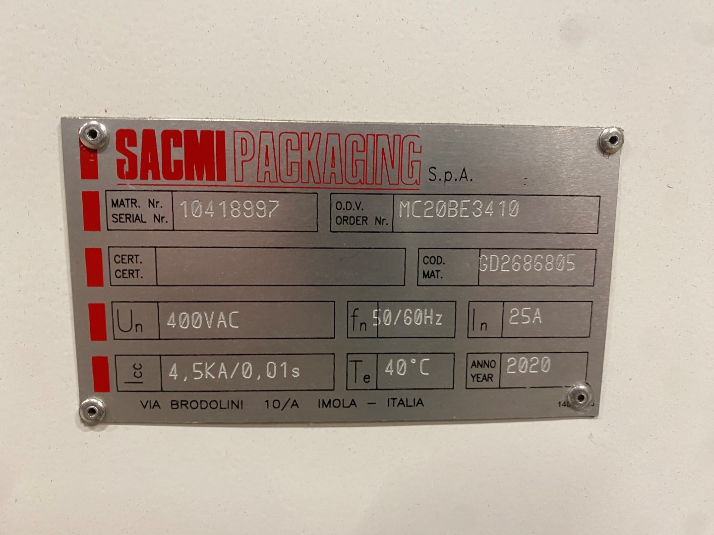 Sacmi TF40 Imola + TF43 stapelaar Машина для складывания коробок TF40 с укладчиком TS43