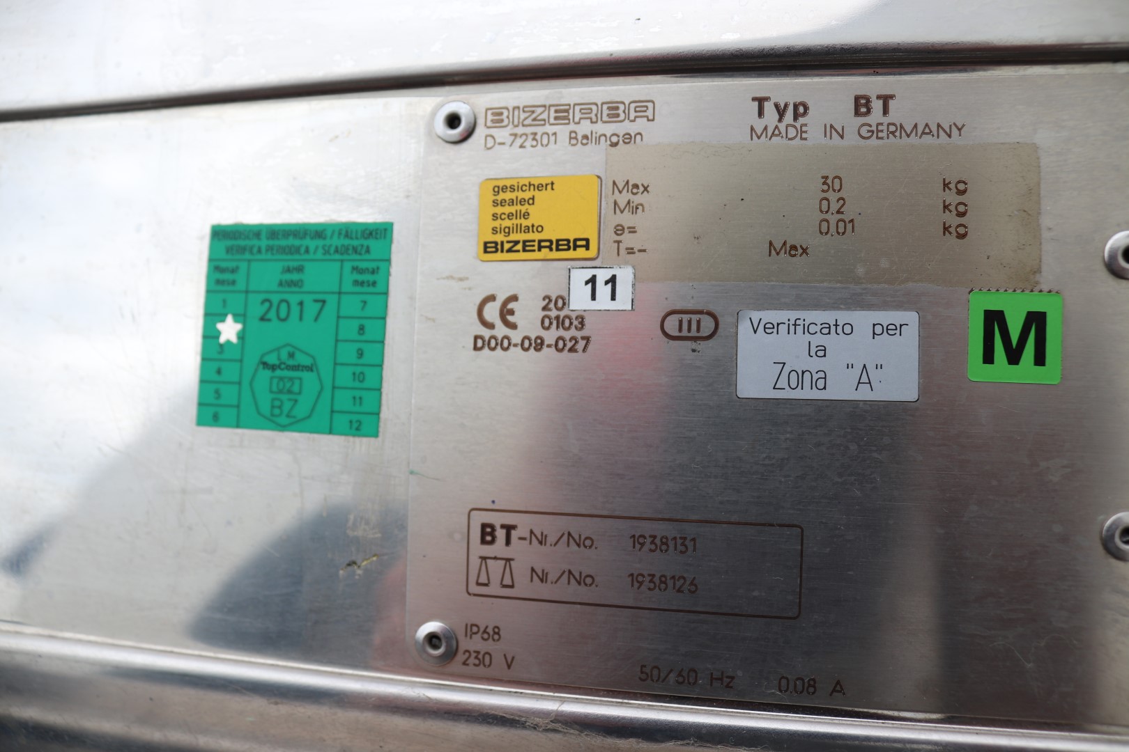 Bizerba BT manual checkweigher
