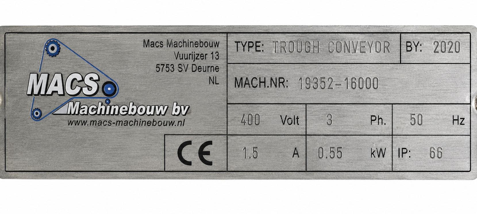 Macs Желобчатый конвейер 960 x 56 см