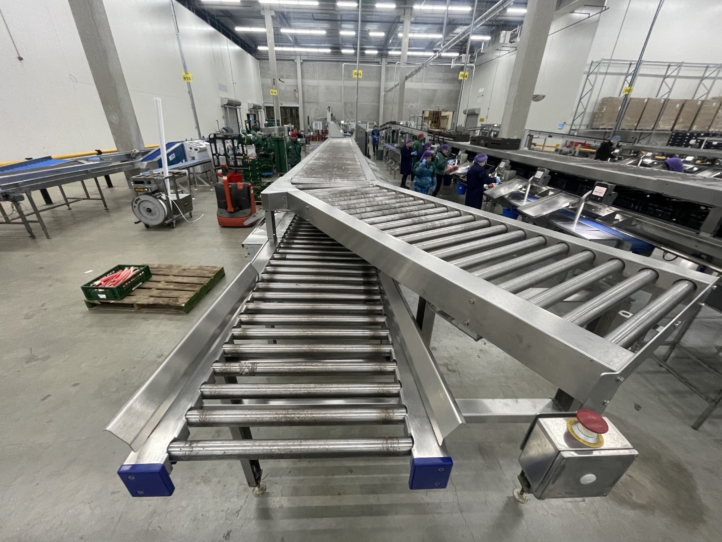Proseal MC002 + SlipStream Весовая линия с разделителем полос и 14 позициями для взвешивания мягких фруктов.