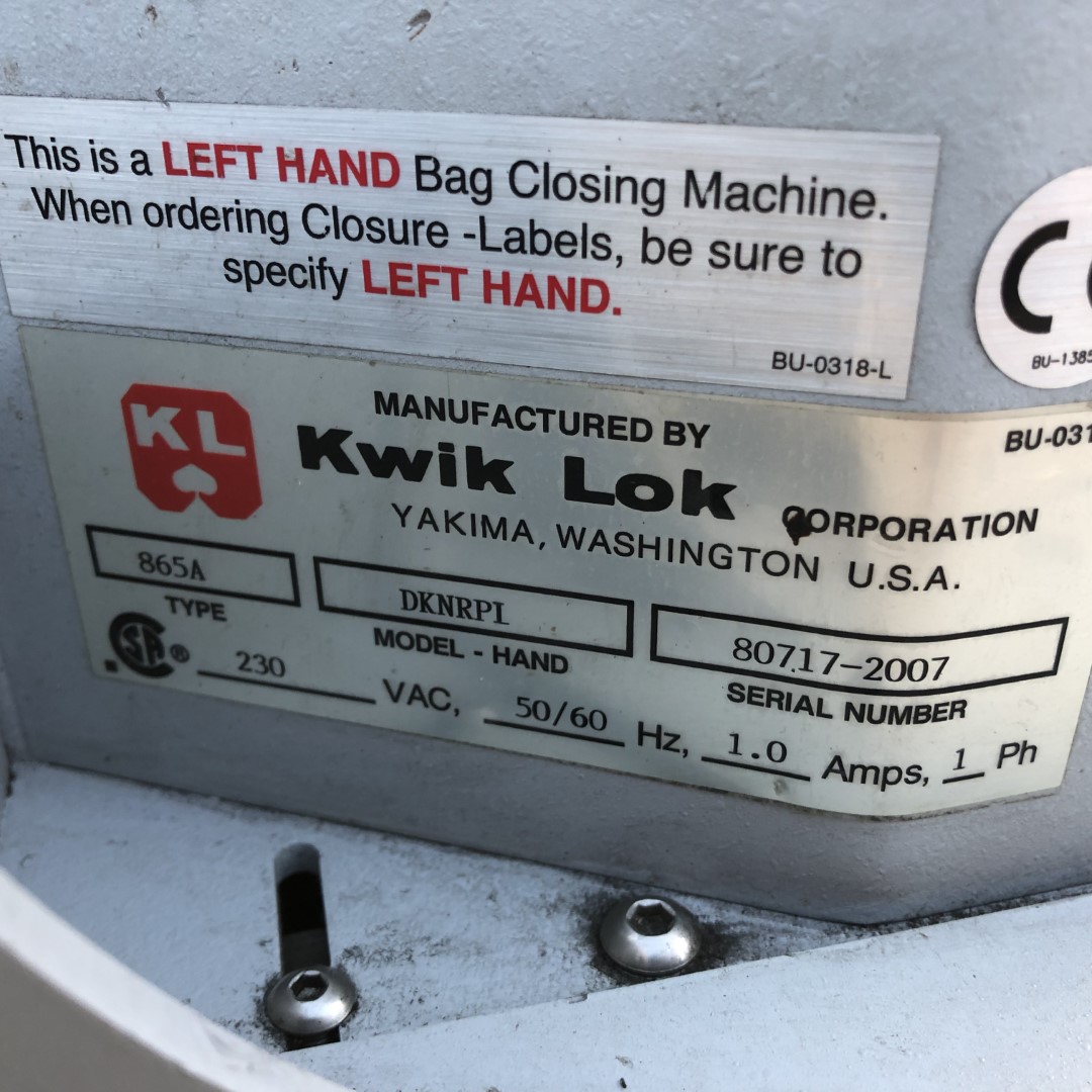 Kwik Lok 865 Автоматическая машина для закрытия пакетов
