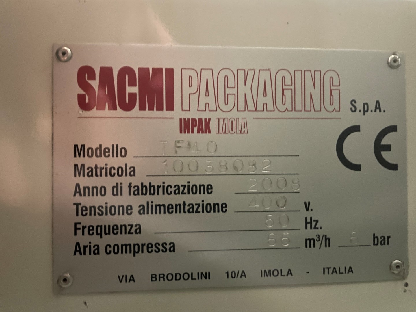������������� ������ Sacmi TF40 � ���������� TS43