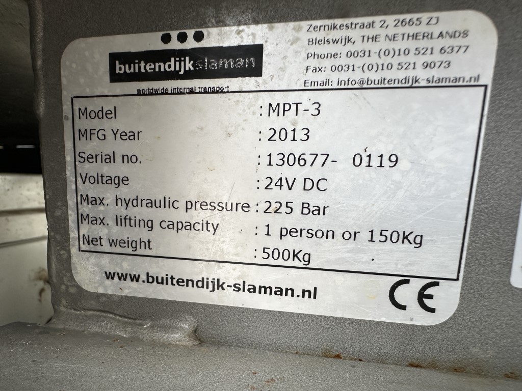 Buitendijk & Slaman Berkvens MPT-3 Электрическая труборельсовая тележка 3 ножницы, 55 см трек