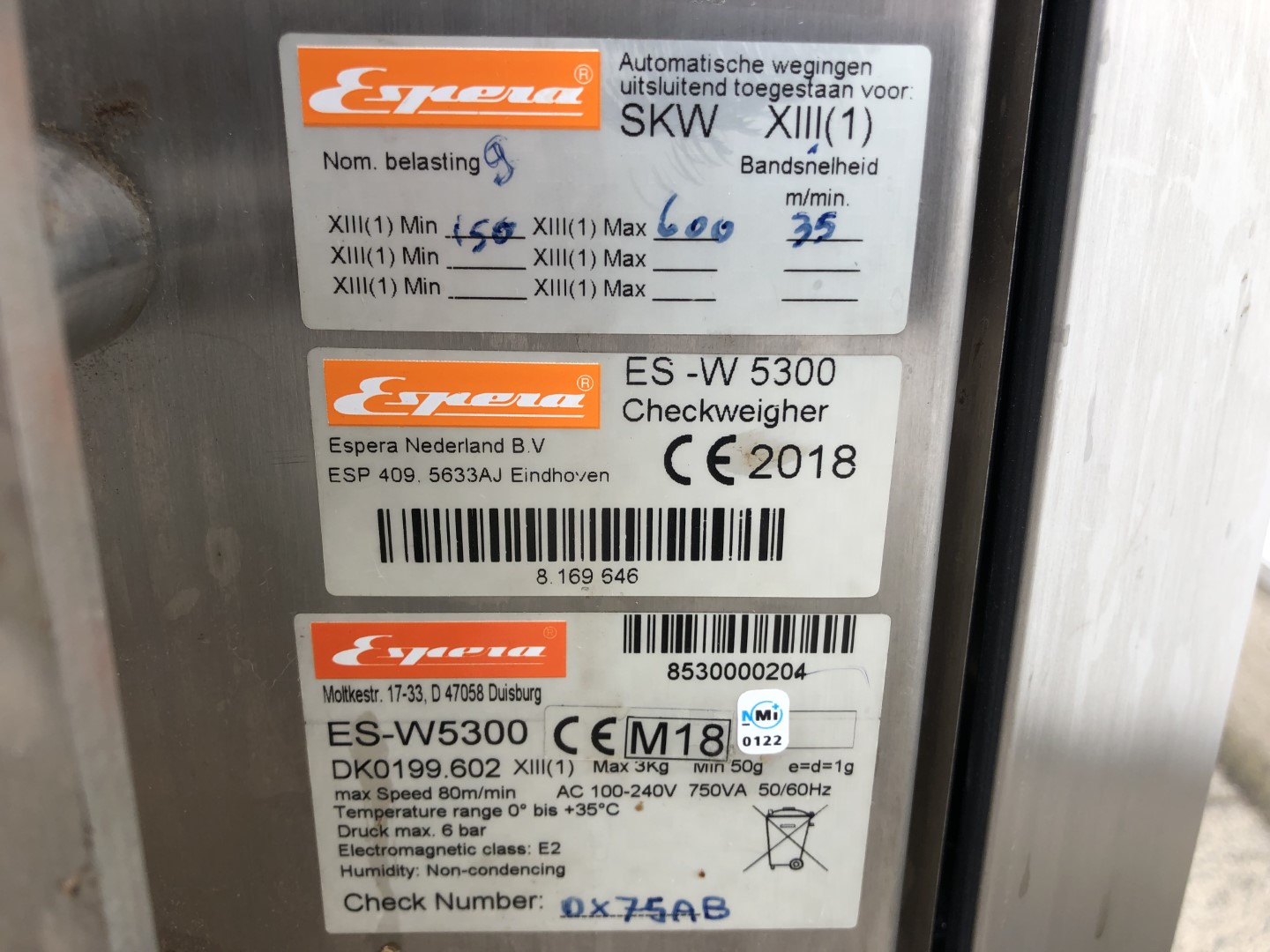 Espera ES-W5300 Оборудование контрольного взвешивания