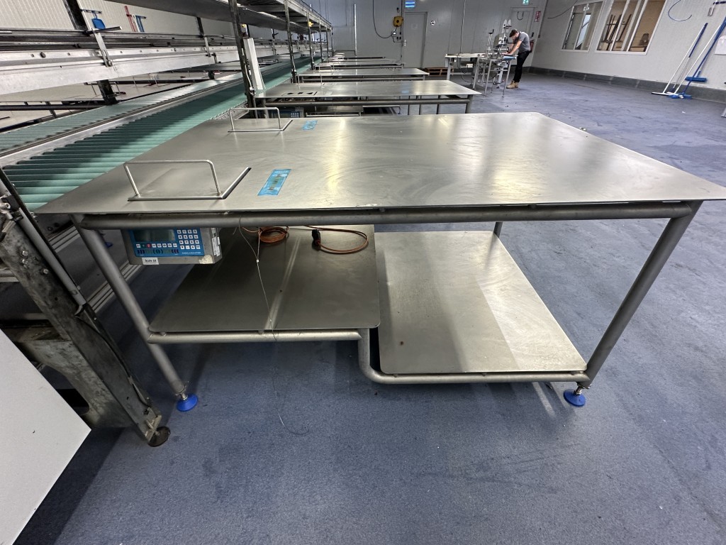 Martin Stolze combi conveyor Производственная и упаковочная линия с 11 рабочими столами Marco с весами