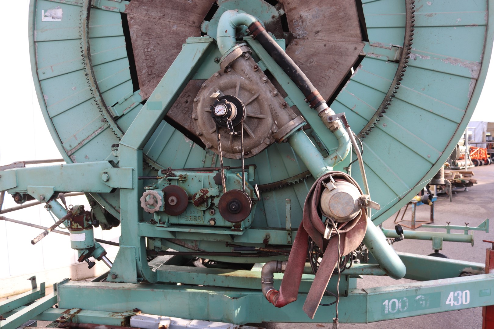 Ferbo irrigation hosereel 430 meter, 100 mm, with pump