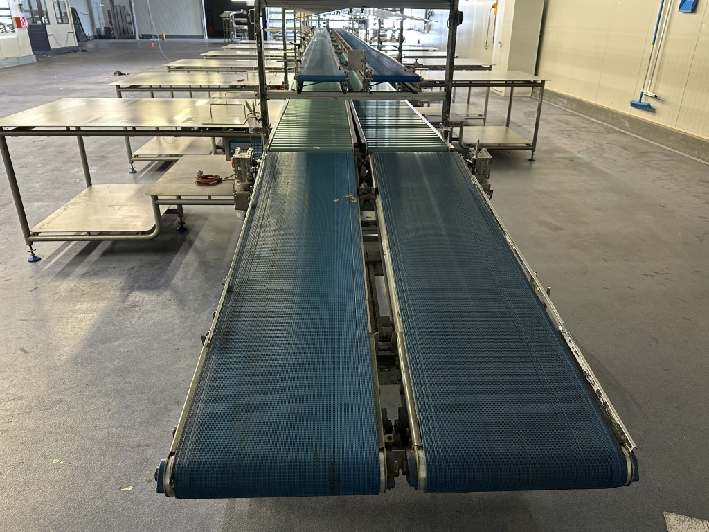 Martin Stolze combi conveyor Производственная и упаковочная линия с 11 рабочими столами Marco с весами