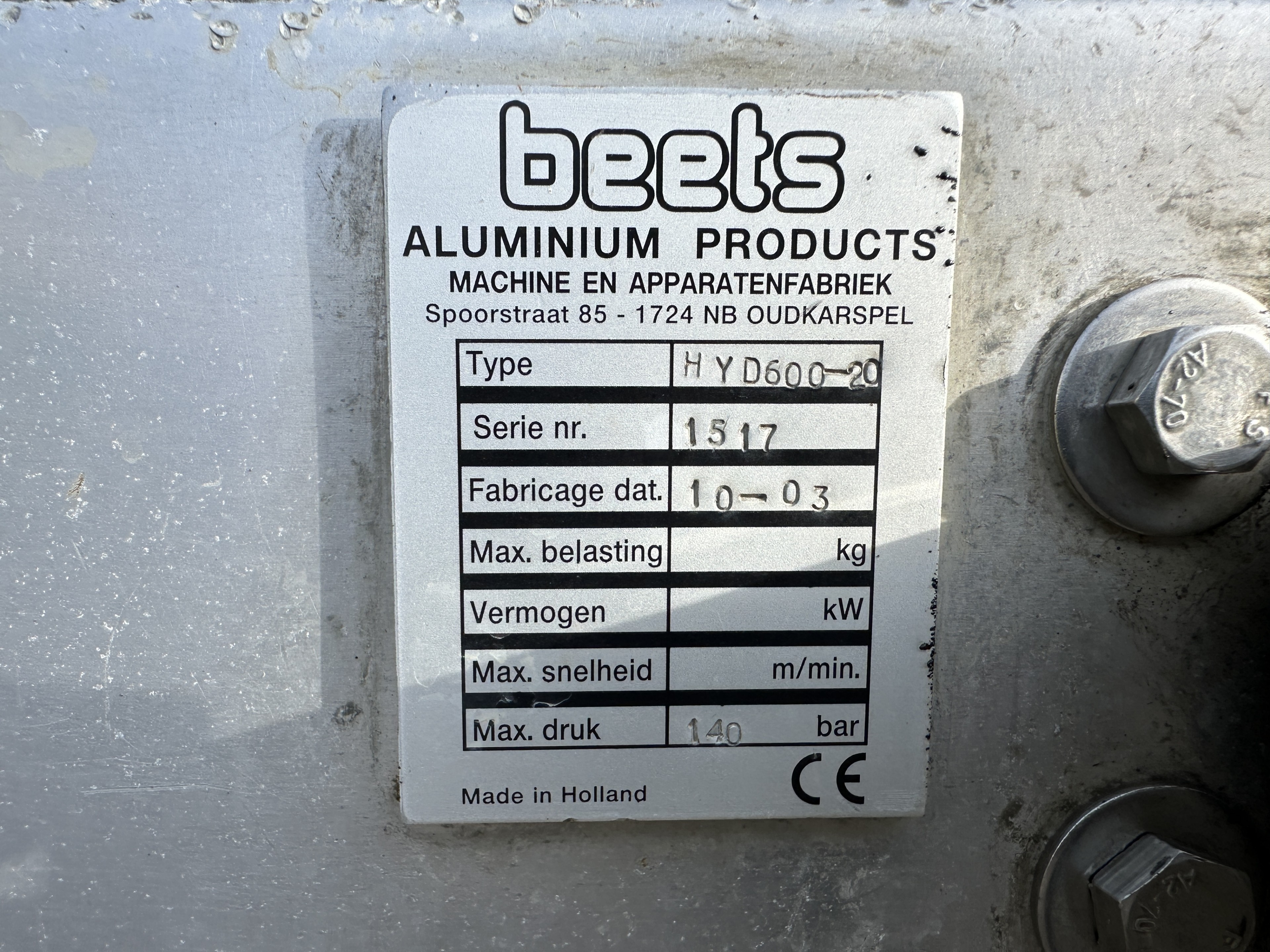 Beets HYD600-20 Уборочный конвейер 600 х 20 см