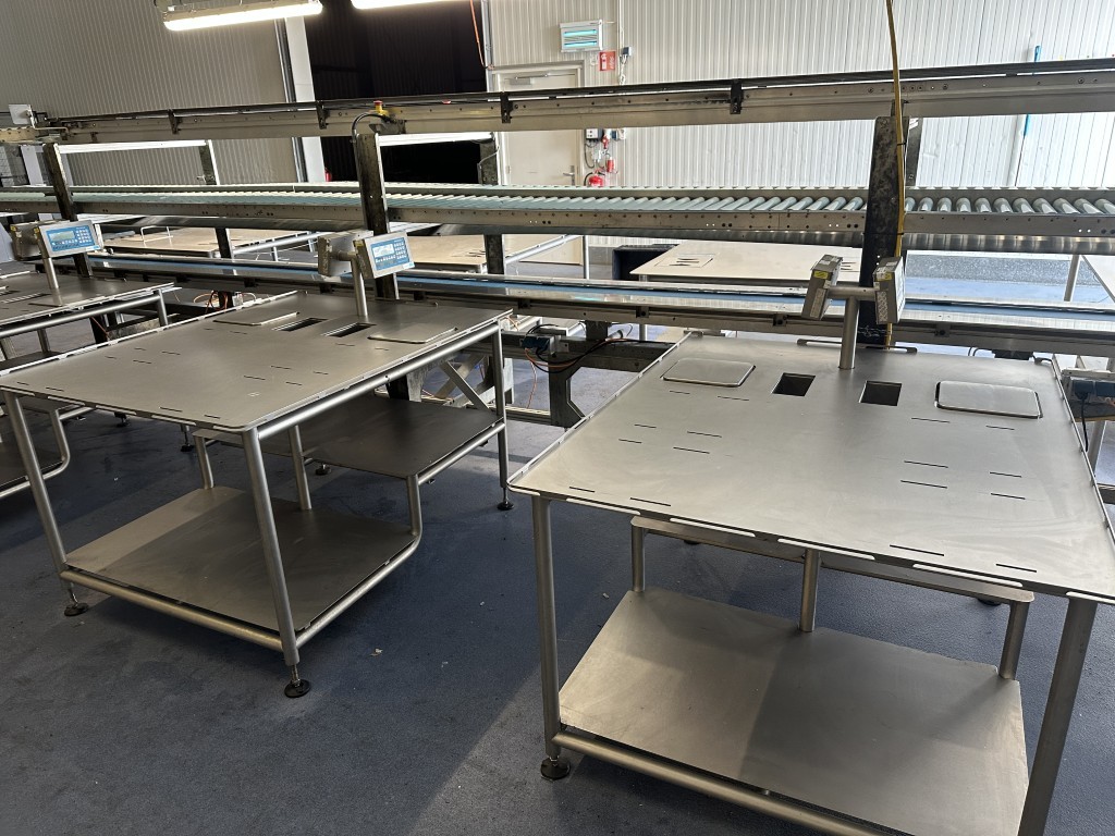 Martin Stolze Combi conveyor Производственная и упаковочная линия с 8 рабочими столами Marco с весами