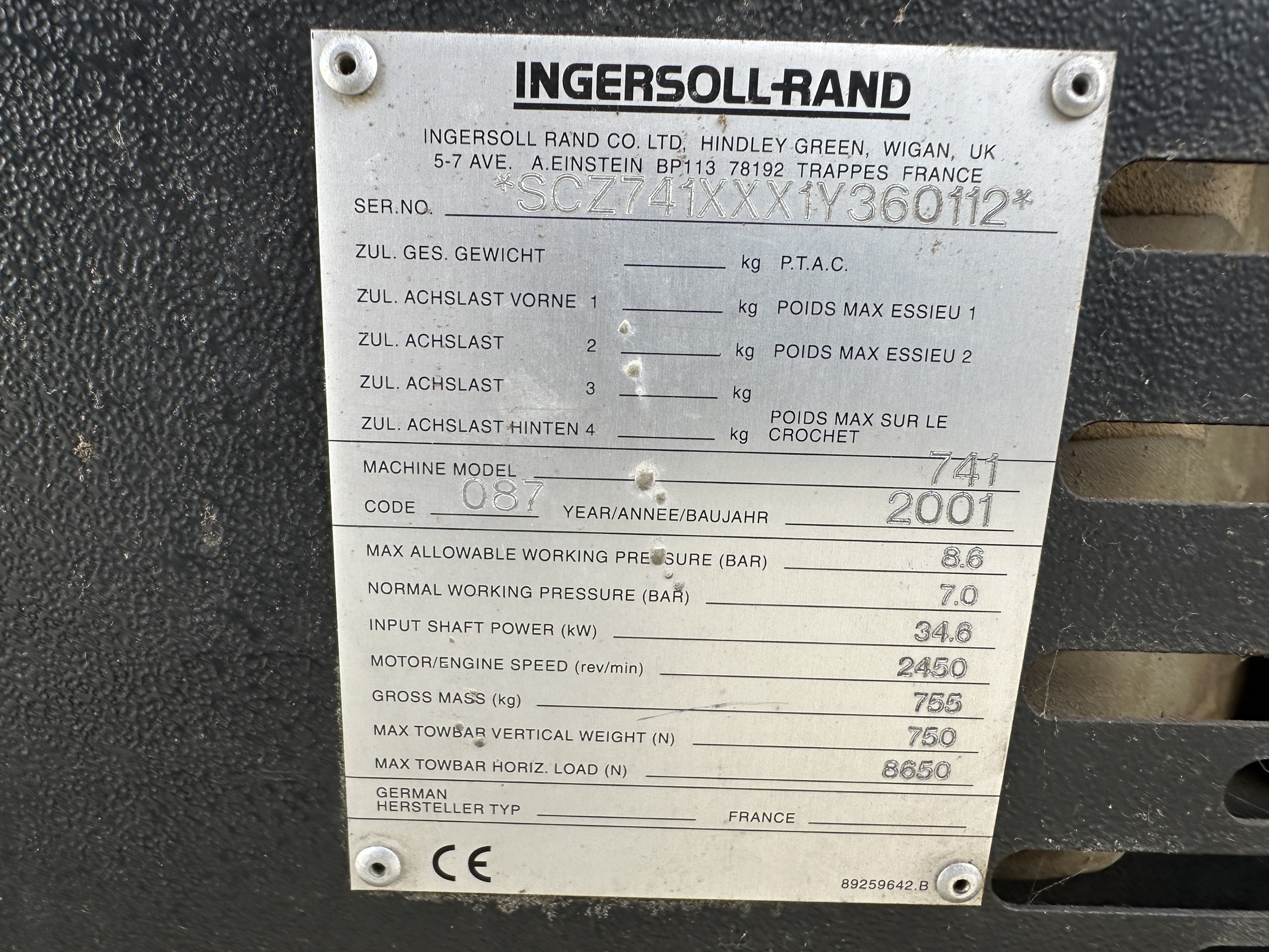 Ingersoll-Rand 7/41 Компрессор дизельный винтовой воздушный компрессор,