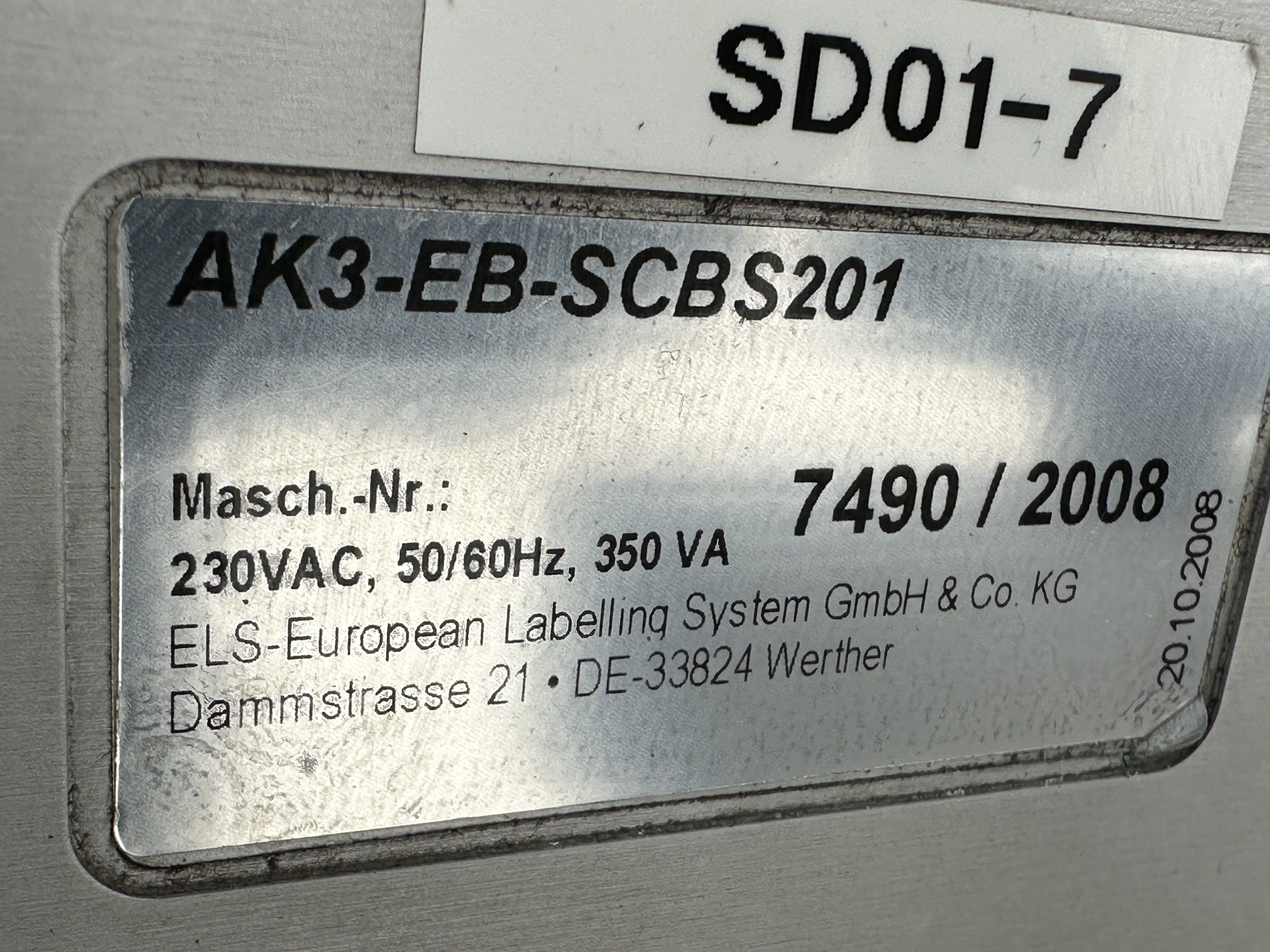 ELS Labeling systems AK3-EB-SCBS201 Этикеровочная машина с конвейером 325 x 20,5