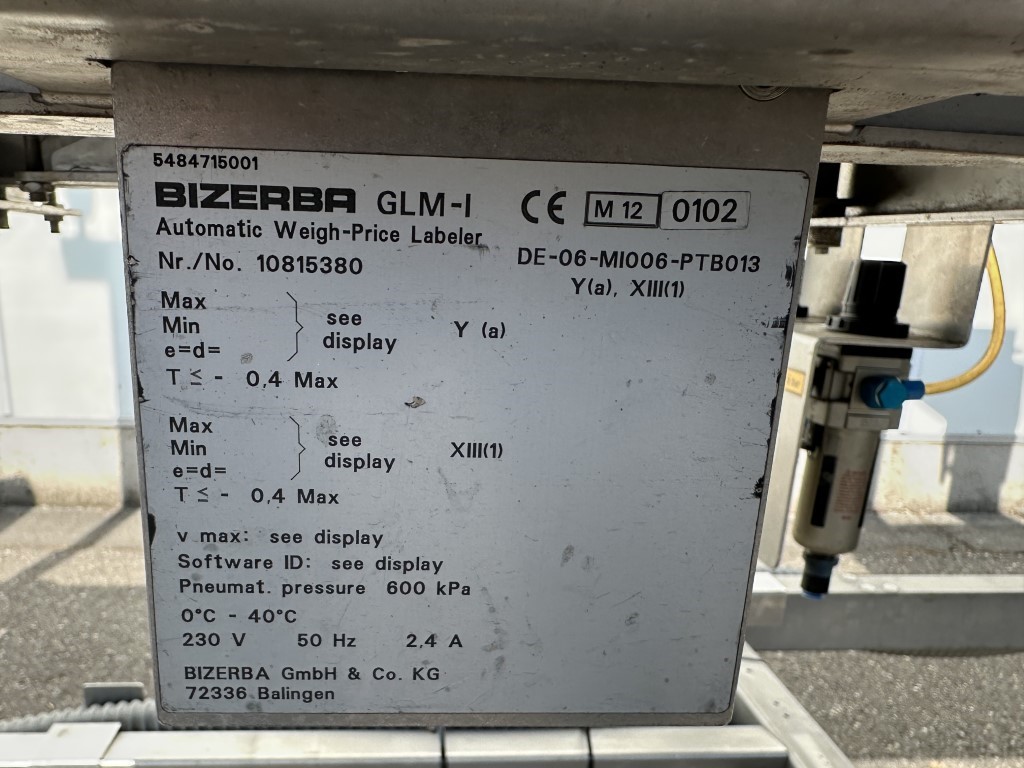 Bizerba GLM-I ценник верхний и нижний